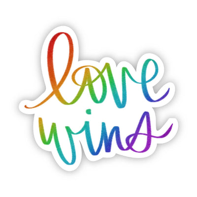 Love Wins – Rainbow Calligraphy Vinyl Sticker