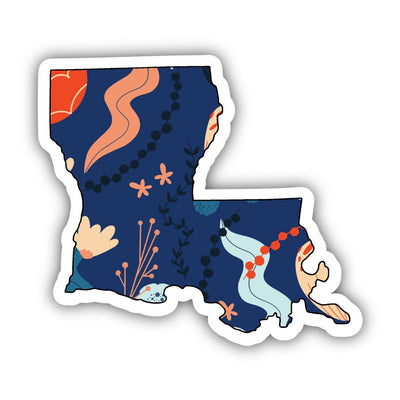 Louisiana Blue Floral Abstract Sticker