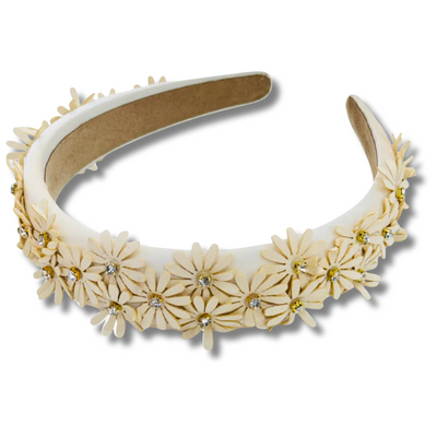 Ivory Daisy Flower with Stone Headband
