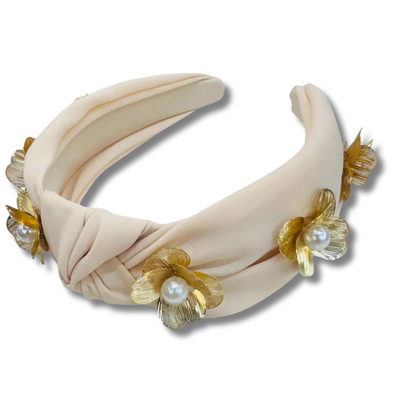 Ivory Flower & Pearl Headband