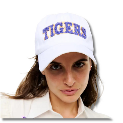 White Chenille “TIGERS” Baseball Cap