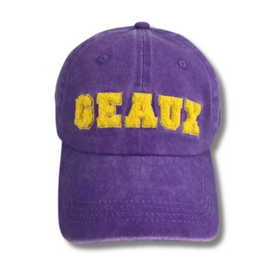 Purple Chenille “GEAUX” Baseball Cap