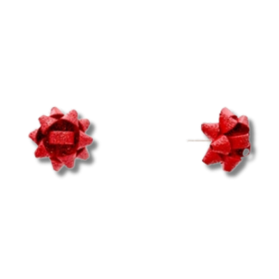 Holiday Bow Earrings – Red Glitter Studs
