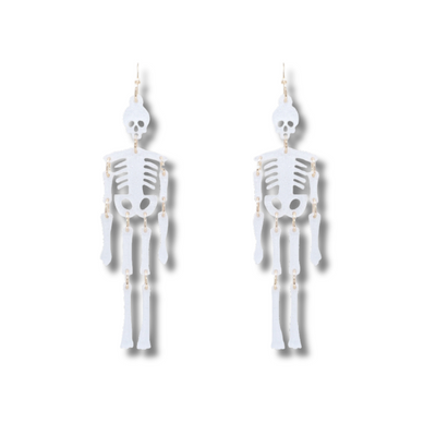 Dangling Skeleton Earrings – White