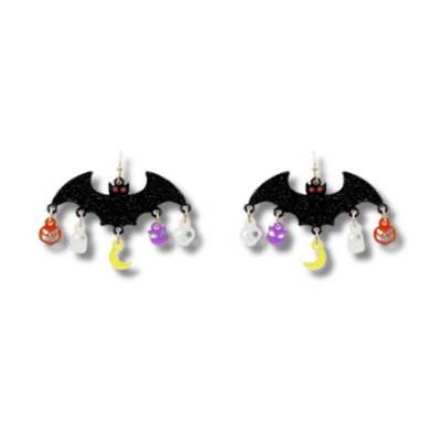 Spooky Bat Charm Earrings