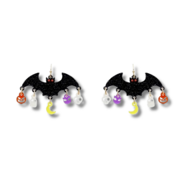 Spooky Bat Charm Earrings
