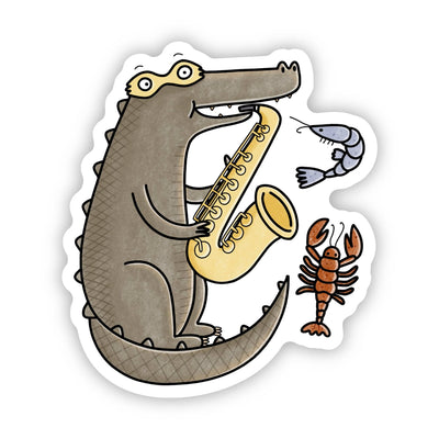 Mardi Gras Jazz Alligator Louisiana Sticker